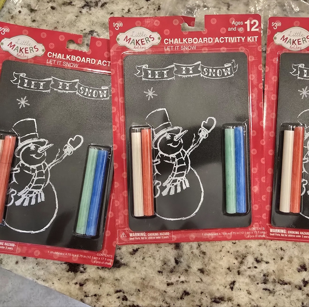 3 Pk Chalkboard Activity Kit - Let It Snow - Multicolor